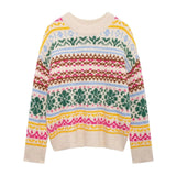 Colorful Jacquard Knitted Sweater- Outfit