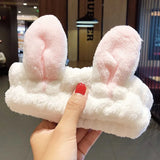 Face Hair Holder Hairbands Soft Warm Coral Fleece Bow Animal Ears Headband For Women Girls Turban Fashion Hair