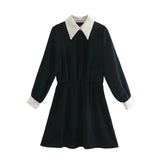 New Autumn Style Splicing Color Long-Sleeved Dress