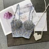 Street Women's Camisole New Fashion Embroidered 3D Petal Bustier Bra Cropped Tops Female Thin Underwear