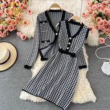 2021 Autumn Winter Knitting 2 Piece Set Women's Single-Breasted Cardigan Jacket Warm Sweater Jacket + Knitted Vest