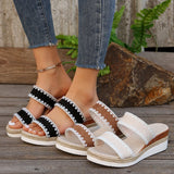 Zingj New Hemp Rope Woven Surrounding Slope With Slippers Female Thick Bottom A Word Belt 43- Outfit