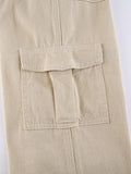 Pocket Detail Straight Cargo Jeans- Outfit