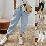 Women Cotton Trousers Pocket Tight Slacks Women's