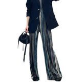 Folds 24 Summer New Fashion Commute Bohemian Striped Print Ice Silk Folded Leisure Broad