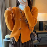 Chinese Style Lazy Wind Button Sweater Sweater Girl 2024 Spring New Korean Sweater