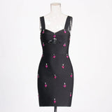 Spring 2025 New Fashion Sexy Diamond Inlay Splicing Design Sense Of The Body Sling Bag Hip Dress