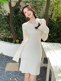 Zingj Korean Version Slim And Slim Knitted Dress Women's Autumn And Winter 2024 New Style Bottomed Sweater Skirt Short