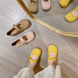 And Cute Girl Wind With Mary Treasure Shoes Summer New Daily Frosted Round Head Shallow Mouth Single