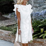 Summer New Multi-Sleeved Isn Casual Back Collar Slit Medium-Length Jacquard