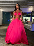 Women 2023 Elegant and Beautiful Women's Lace-up Dresses Solid Color Slim-fitting Leaky Waist V-Neck Suspender