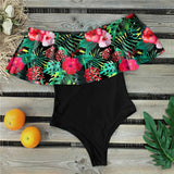Sexy Ruffle Women Swimwear One Piece Floral Print Swimsuit Push Up Monokini Bodysuit Print Swim Suit Bathing Suit