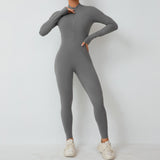 Zingj Zipper Detachable Chest Pad Long Sleeve Yoga Conjoined Suit High Intensity Fitness Exercise Conjoined Tights-Outfit