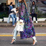 Extended Double Breasted Printed Loose Trench