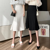 Summer Elegant Casual All-match High Waist Offcie Lady Midi Mermaid