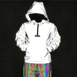 New Semi-Zip Full Reflective Jacket Jumper Trendy Plus-Size Coat Color Reflective Ribbon Patchwork Top-Outfit