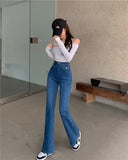 Waisted Micro Flared Pants Korean Version Fashion Versatile Thin Casual Denim Bell Bottom Streetwear Jeans for