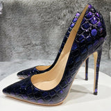 snake stiletto 10cm high heel party wedding pointed toe 8cm 12cm sexy vintage classic lady pumps QP114