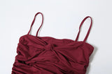 Burgundy Mesh Ruffle Strap Maxi Dress- Outfit