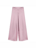 Acetic Acid Solid Silk Silk Slipping Fascination Leisure Broad Leg Trousers 2025 Summer New High-Waisted