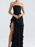Tube Ruffles Fringe Midi Dress-Outfit