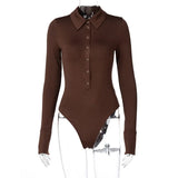 Sexy Bodysuit Women Black Long Sleeve Buttons Rompers Women's Jumpsuit 2022 Casual One-pieces Bodysuits Catsuit