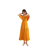 Zingj Skirt One Word Shoulder Two Wear Neckline Sexy Show Thin Show Back Long Beach Holiday Dress Super