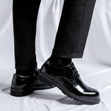 Zingj Patent Leather Men Business Casual Leather Shoes Wide Foot Shoe Thick Platform Bright Top Trend Derby Shoes