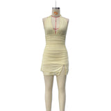 Summer New Sexy Hottie Hanging Neck Bag Dress Deep V Vest Open