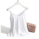 Strap Top Women Halter V Neck Basic White Cami Sleeveless Satin Silk Tank Tops Women'S Summer 2021 Camisole Plus