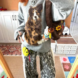 Dog Fuzzy Print Sweatshirt-Outfit