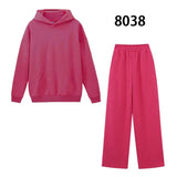 2021 Autumn Oversized Sweatshirts and Pants Women Tracksuits Hooded Sweatshirts Elastic High Waist Pants Plus