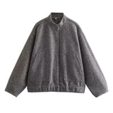 New Loose Casual Coat Street Standing Collar Dark Button Coat Casual Jacket