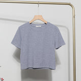 Real-Apamine Solid Short-Sleeved T-Shirt Burst Small Short Sweet Spicy Slim Slim Thin Collar Top