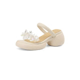 Zi Yan- -Foreign Style High With Thick With Thick Bottom Cool Slippers Female Platform Bottom Water Diamond Flower Fairy Shoes Outdoor Half