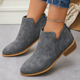 Head After The Zippered Martin Boots Large Size Leather Boots Solid Color Thin And Thick Leather And Ankle