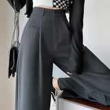 High Sense Suit Pants Female Spring And Summer 2025 New High Waist Hanging Feeling Wide Leg Pants Loose Thin Narrow Version Of The Floor Trousers-Outfit