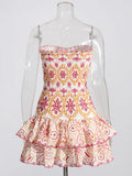 Embroidered Design Tube Ruched Mini Dress-Outfit