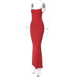 Strappy Backless Bodycon Maxi Dress-Outfit