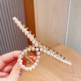 Women Elegant Luxury Crystal Pearls Geometric Big Metal Hair Claws Sweet Headband Hair Clip Hairpin Fashion Hair