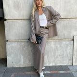 Zingj Spring And Autumn New Suit Fashion High-End Women's Clothing After The Slit Skirt Striped Suit Two Sets-Outfit