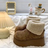 Boots Women 2025 Winter New Super Fire Retro Plus Velvet Small Thick Bottom Leisure Warm Snow Boots