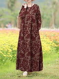 Women's Floral Printed Dress 2024 ZANZEA Autumn Long Dresses Casual Long Sleeve Maxi Vestidos Female Robe Oversized-Outfit