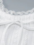Cropped Lace Trim White Tank Top-Outfit