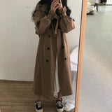 Women Trench Coat Casual Women's Long Outerwear Loose Overcoat Autumn Winter Fashion Double-breasted Windbreaker