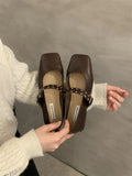 Zingj Jane Shoes Female 2024 Summer New Niche Design Sense Flat Bottom A Word Buckle Square Head Senior Sense Of Spring And Autumn Single