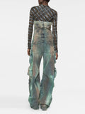 Street Hipster Advanced Sense Cargo Pants 2025 New Autumn And Winter With Breast And Waist Design Tie-Dye Jumpsuit