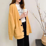 Women Spring Autumn Fashion New Knitted Loose Korean Style Fairy Sweater All-match Warm Single Breasted Casual