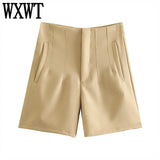 Women Solid Shorts High Waits Zipper Fly Shorts With Pockets Female Chic Casual Shorts Mujer Pantalon