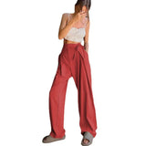 Loose Draggle-tail Trousers Straight High Waist